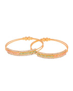 Jewels Nest Gold-Toned Dual Stone Crystal Detail Openable Bangles For Women | Grocsy
