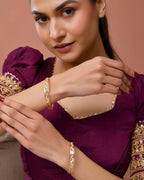 Jewels Nest Gold-Plated Crystal Studded Adjustable Bangle Set For Women | Grocsy