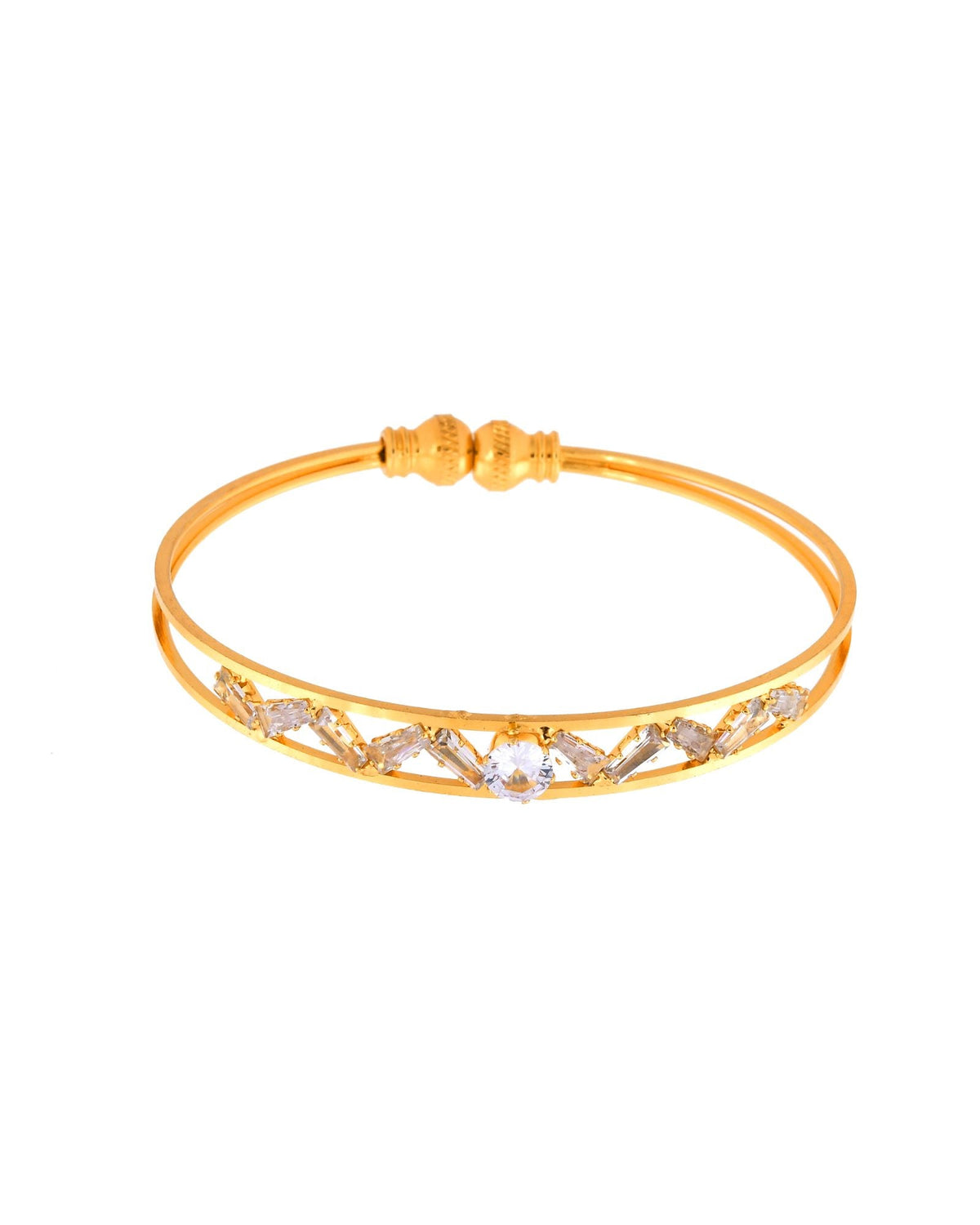 Jewels Nest Gold-Plated Crystal Studded Adjustable Bangle Set For Women | Grocsy