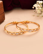 Jewels Nest Gold-Plated Crystal Studded Adjustable Bangle Set For Women | Grocsy