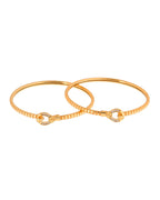 Jewels Nest Gold-Plated Textured Bangle Set With Crystal Accent For Women | Grocsy
