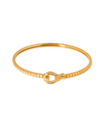 Jewels Nest Gold-Plated Textured Bangle Set With Crystal Accent For Women | Grocsy