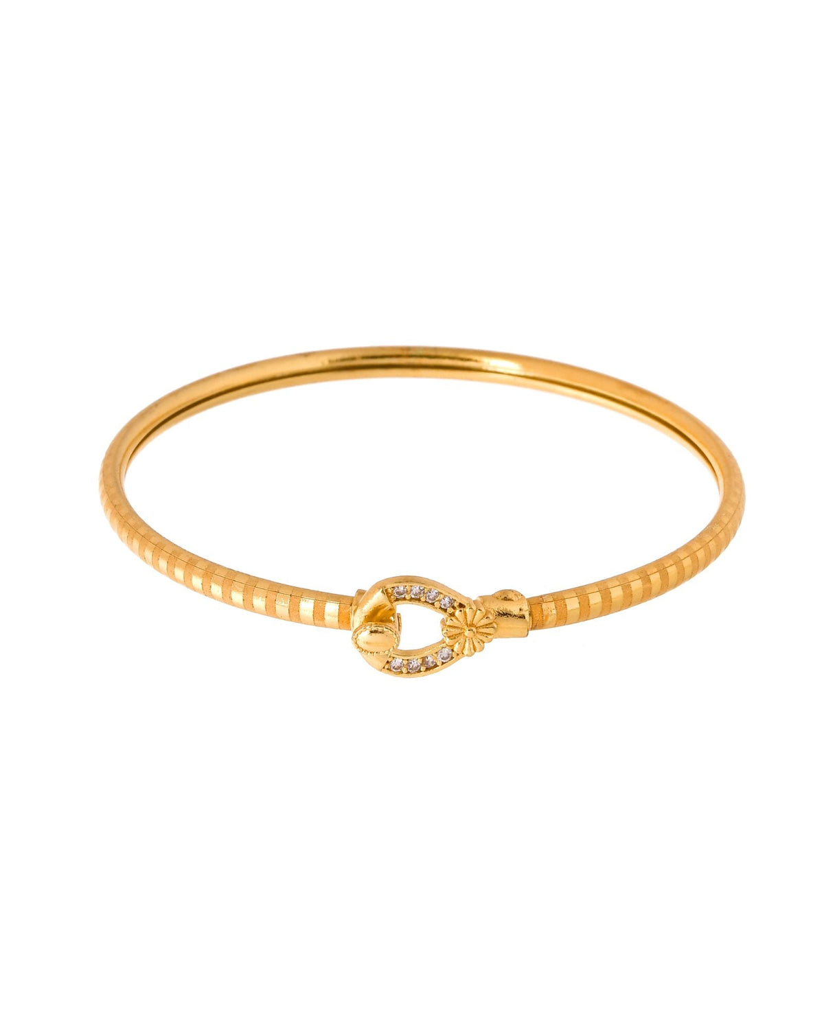 Jewels Nest Gold-Plated Textured Bangle Set With Crystal Accent For Women | Grocsy