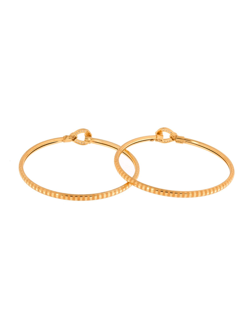 Jewels Nest Gold-Plated Textured Bangle Set With Crystal Accent For Women | Grocsy