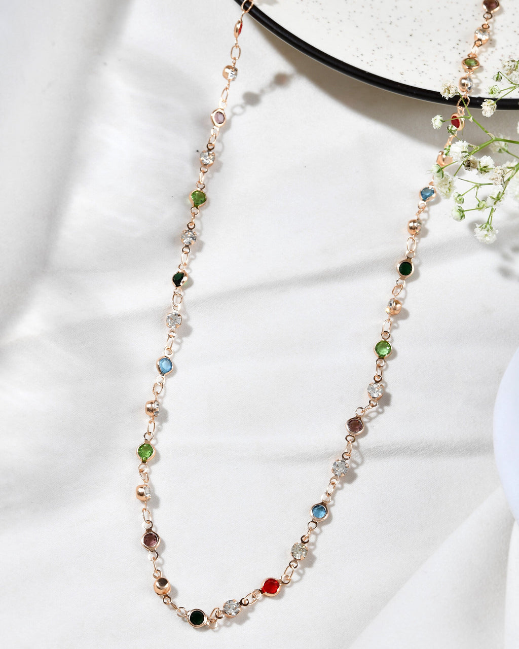 Jewels Nest Exquisite Gold-Tone Multi-Stone Embellished Chain for Men & Women | Grocsy