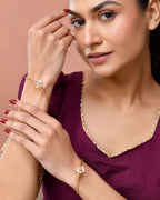 Jewels Nest Gold-Plated Textured Bangle Set With Butterfly Motif For Women | Grocsy