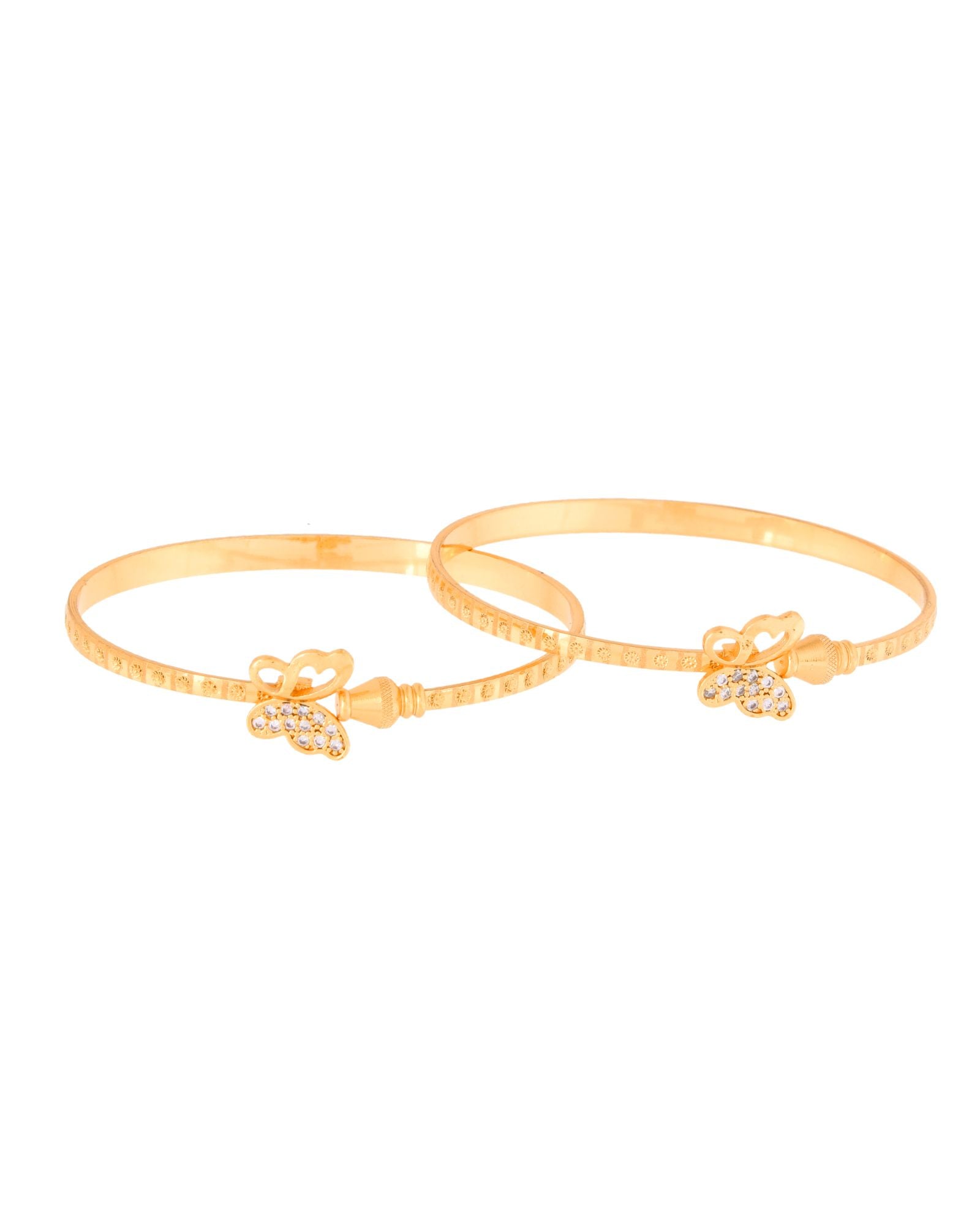 Jewels Nest Gold Plated Heart Charm Bangles Set For Women – Daily & Party Wear | Grocsy