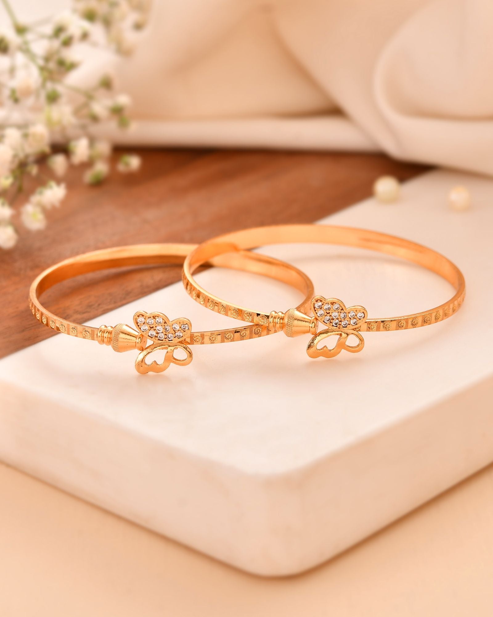 Jewels Nest Gold Plated Heart Charm Bangles Set For Women – Daily & Party Wear | Grocsy