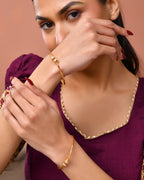 Jewels Nest Gold Plated Textured Finish Bangles Set For Women – Daily Wear | Grocsy