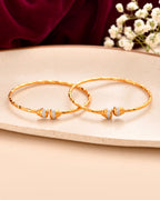 Jewels Nest Gold Plated Textured Finish Bangles Set For Women – Daily Wear | Grocsy