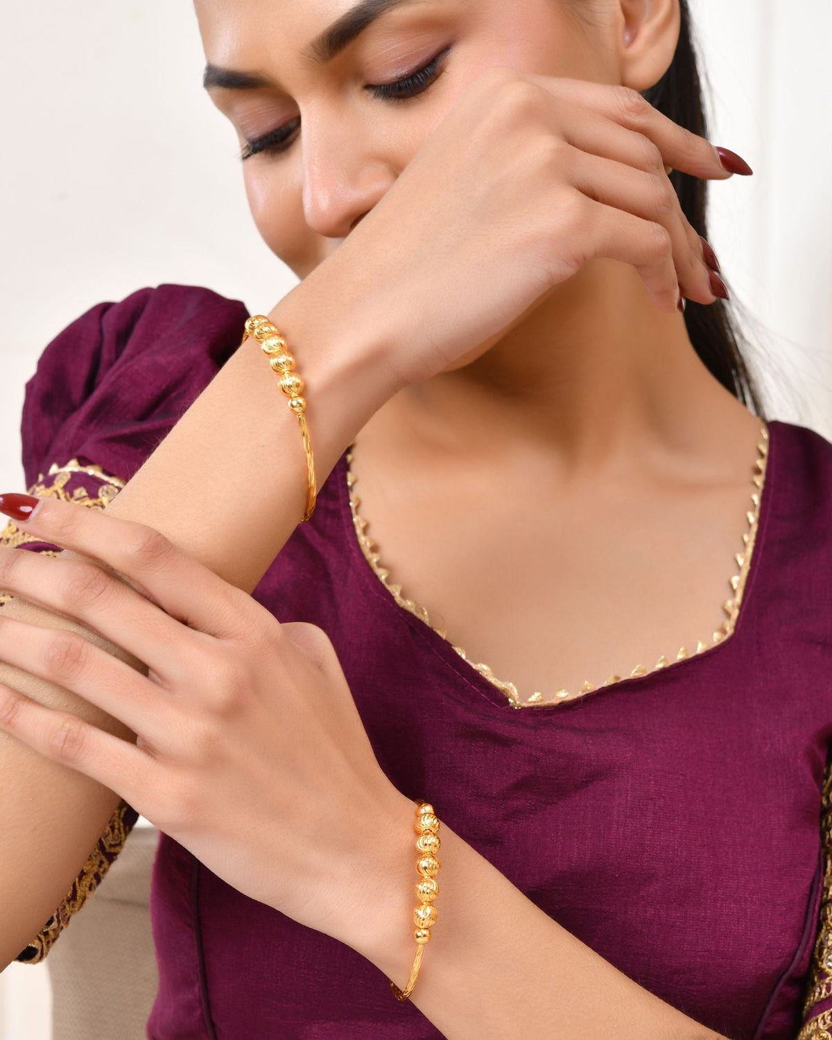 Jewels Nest Gold Plated Beaded Design Bangles Set For Women – Daily Wear | Grocsy