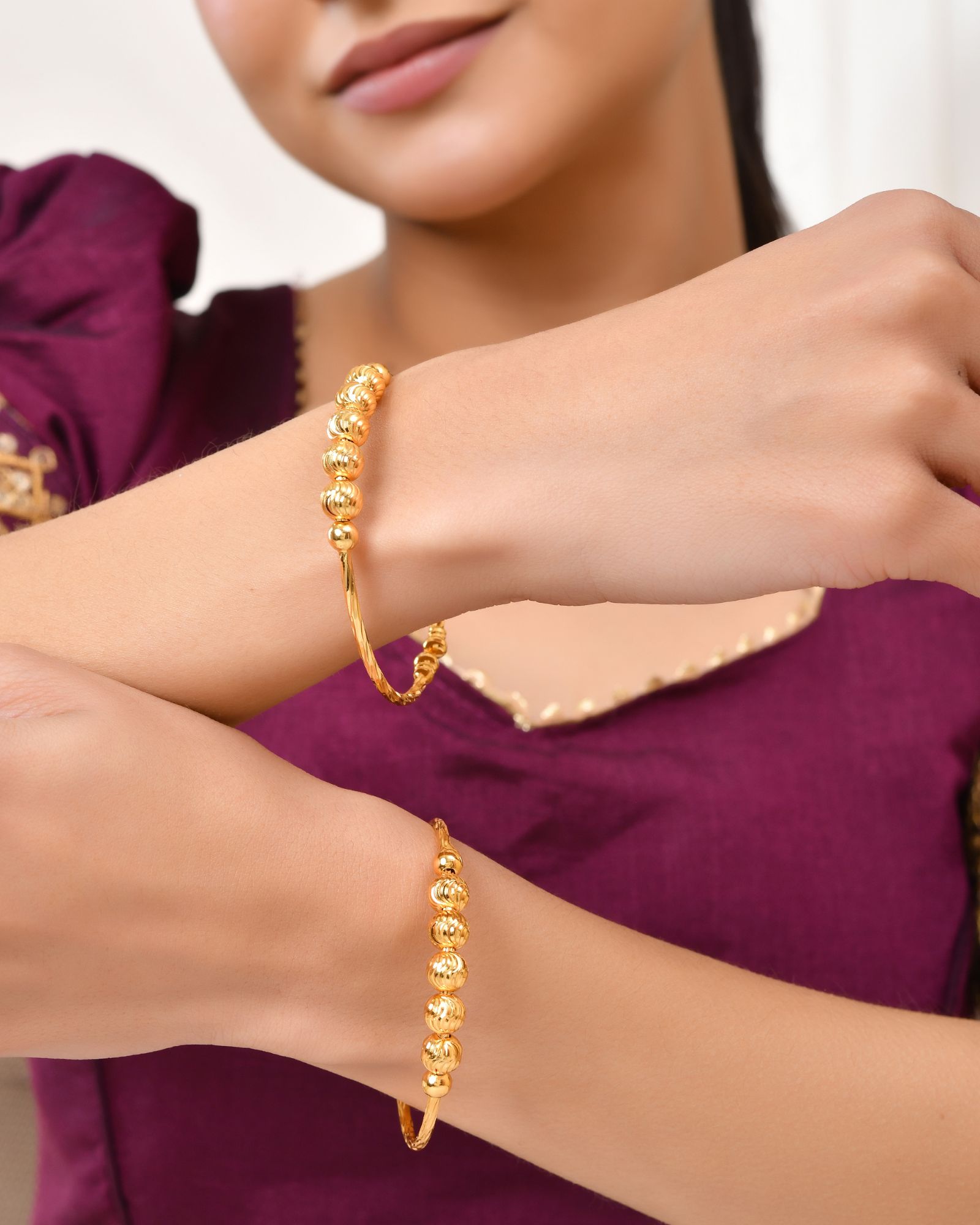 Jewels Nest Gold Plated Beaded Design Bangles Set For Women – Daily Wear | Grocsy