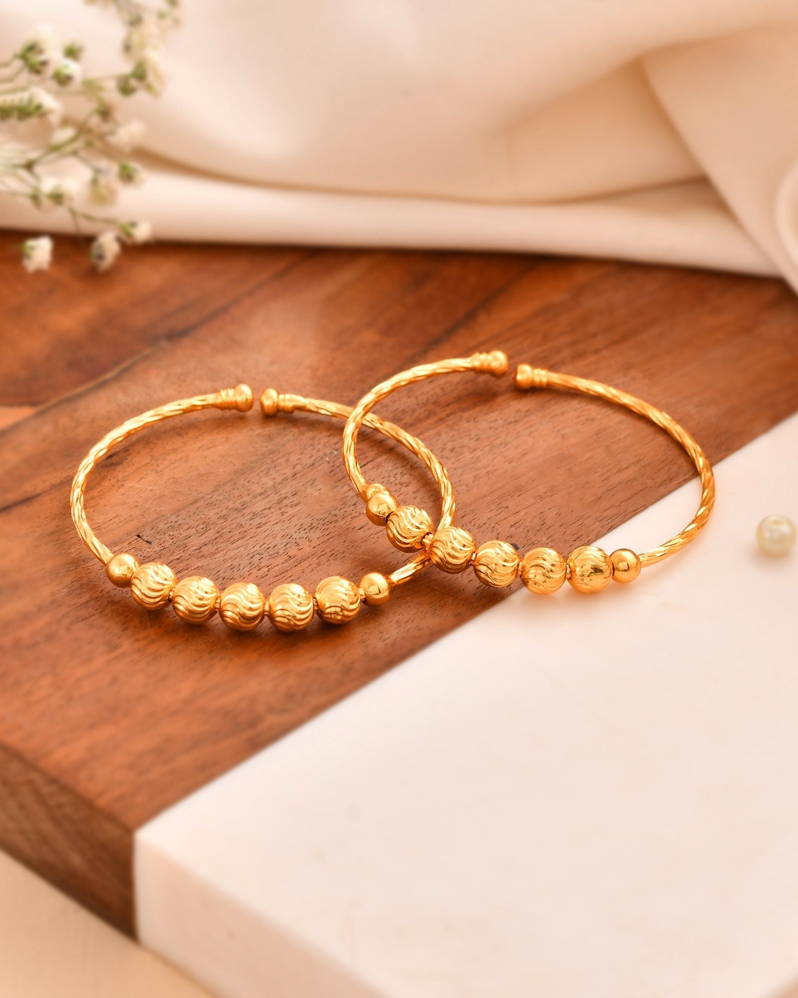 Jewels Nest Gold Plated Beaded Design Bangles Set For Women – Daily Wear | Grocsy