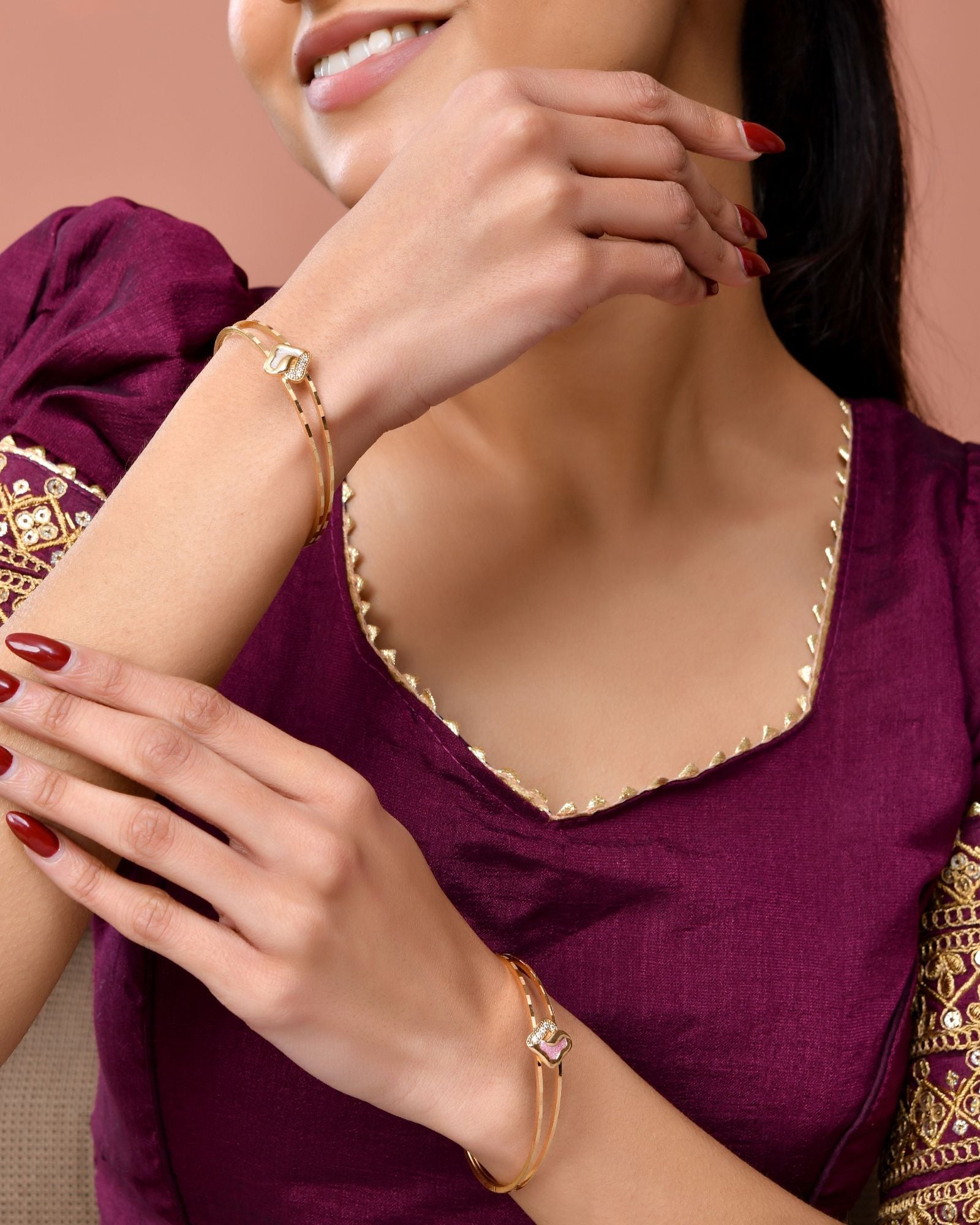 Jewels Nest Gold Plated Heart Design Bangles Set For Women – Daily & Party Wear | Grocsy