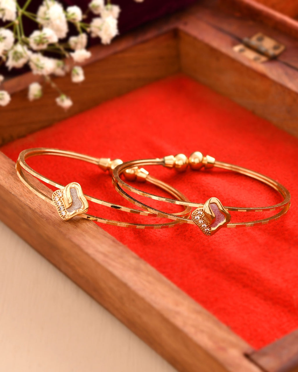 Jewels Nest Gold Plated Heart Design Bangles Set For Women – Daily & Party Wear | Grocsy