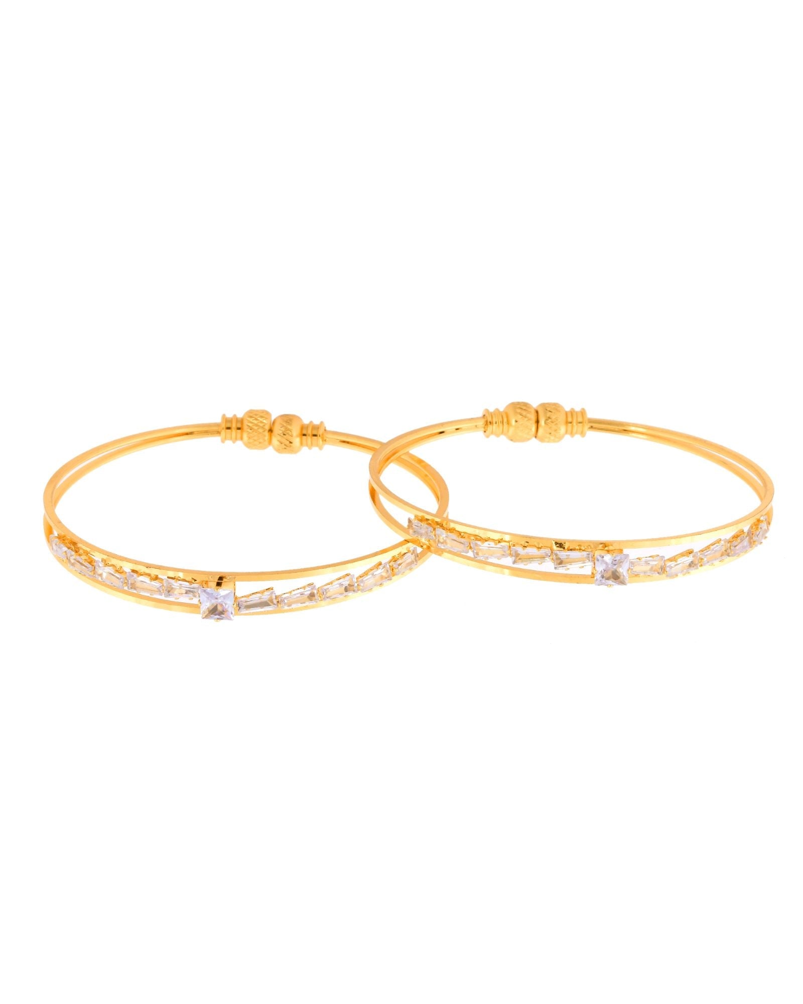 Jewels Nest Gold Plated Stone Studded Bangles Set For Women – Elegant Party Wear | Grocsy