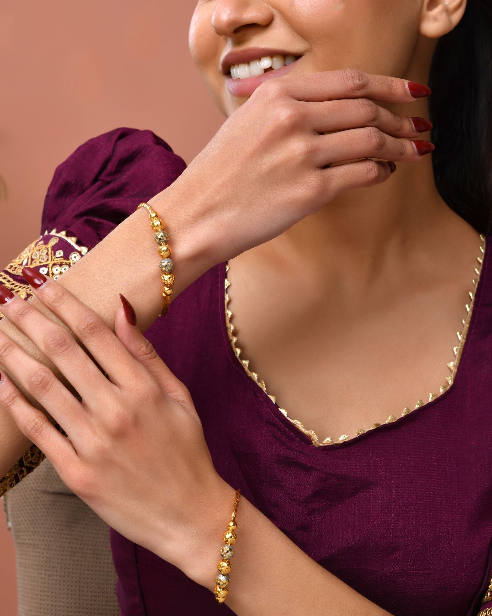 Jewels Nest Gold Plated Beaded Bangles Set For Women – Traditional Daily Wear | Grocsy