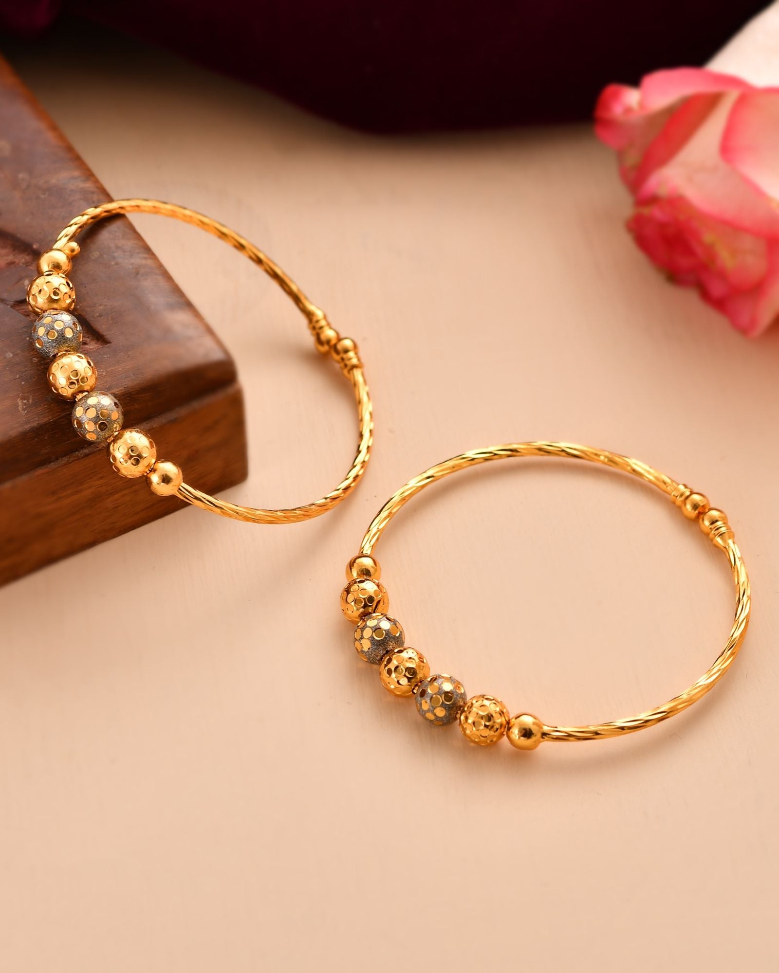 Jewels Nest Gold Plated Beaded Bangles Set For Women – Traditional Daily Wear | Grocsy