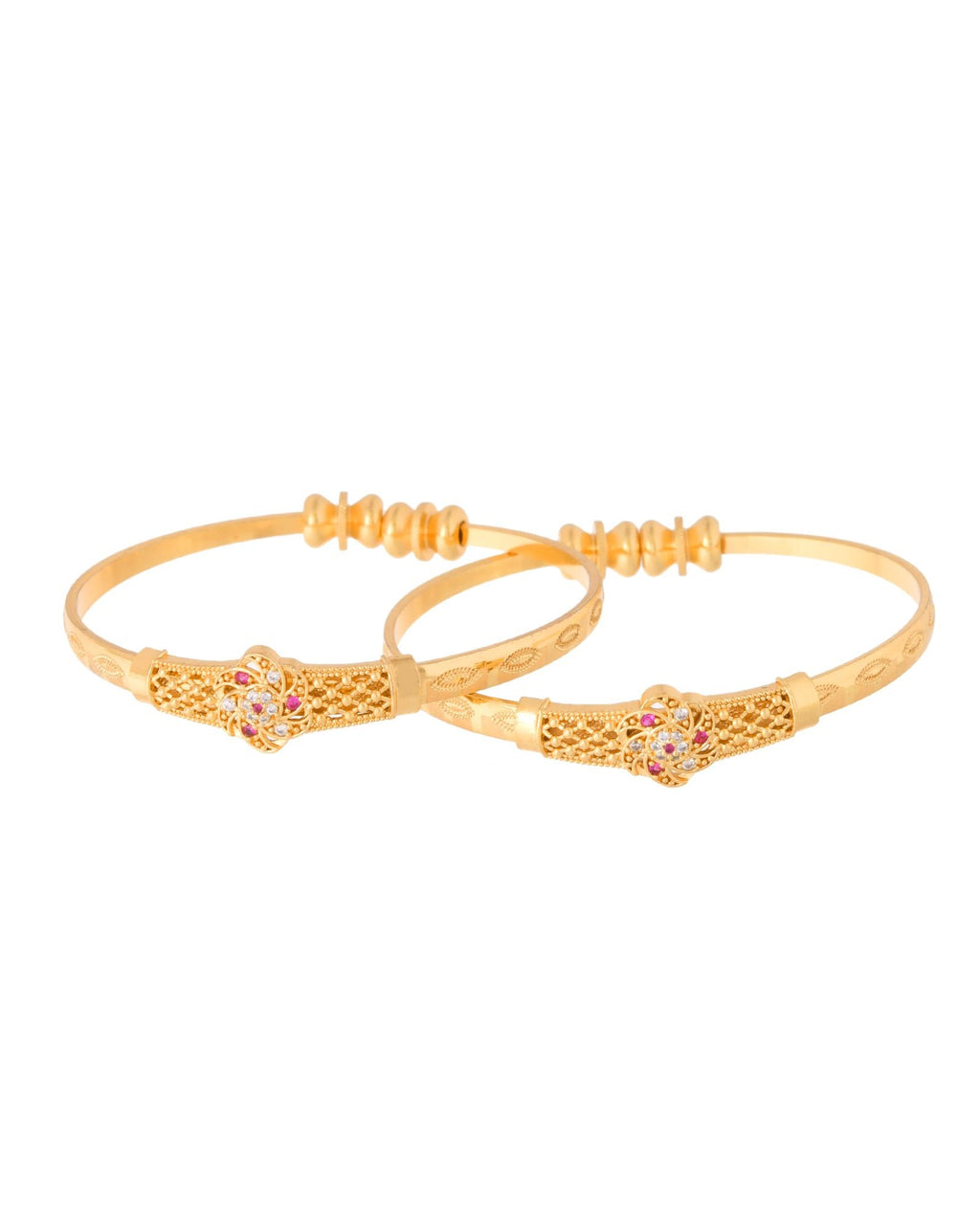 Jewels Nest Gold Plated Floral Design Bangles Set For Women – Festive & Traditional Wear | Grocsy