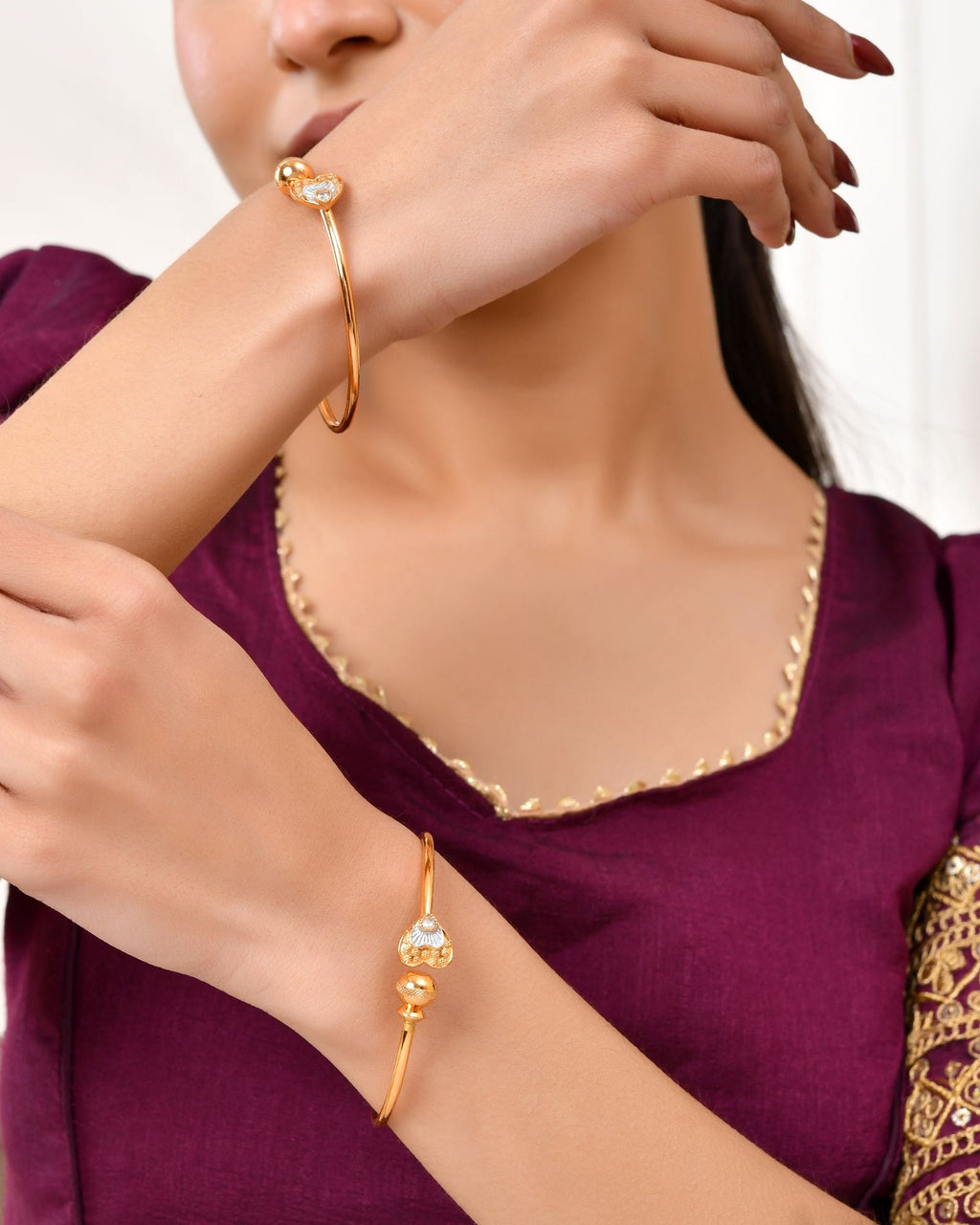 Jewels Nest Gold Plated Heart Design Bangles Set For Women – Elegant Festive Wear | Grocsy