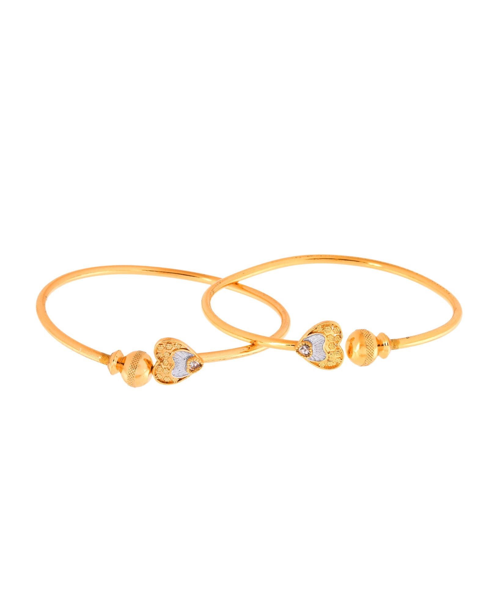 Jewels Nest Gold Plated Heart Design Bangles Set For Women – Elegant Festive Wear | Grocsy