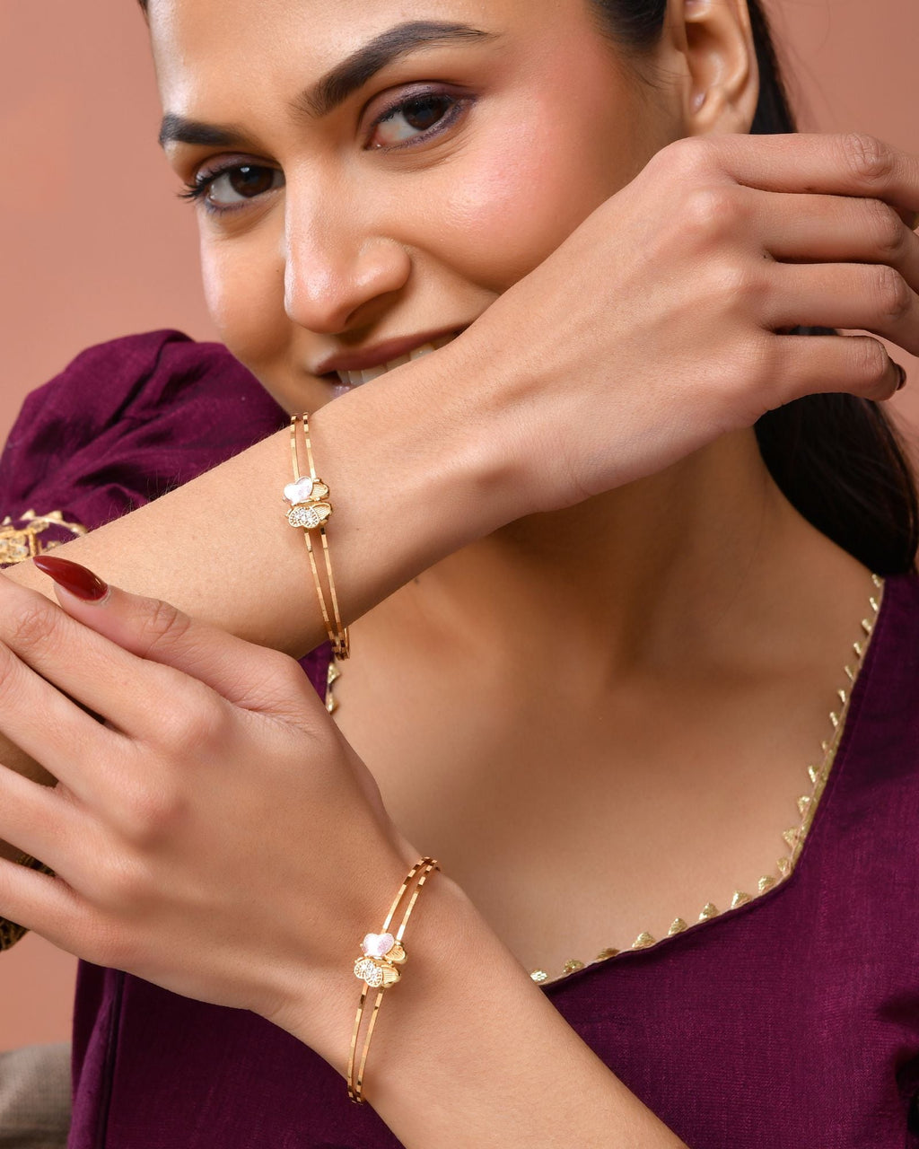 Jewels Nest Gold Plated Butterfly Design Bangles Set For Women – Elegant Festive Jewellery | Grocsy