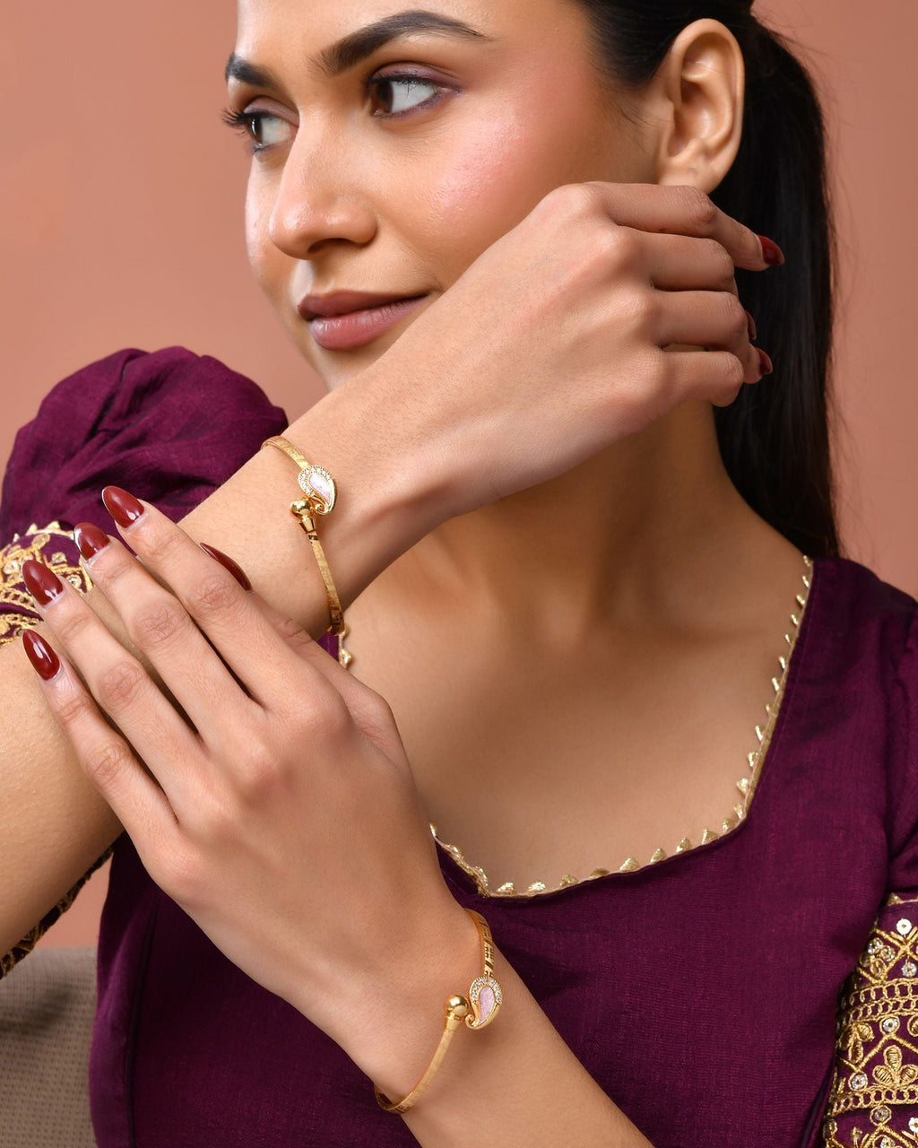 Jewels Nest Gold Plated Paisley Design Bangles Set For Women – Elegant Daily & Festive Wear | Grocsy
