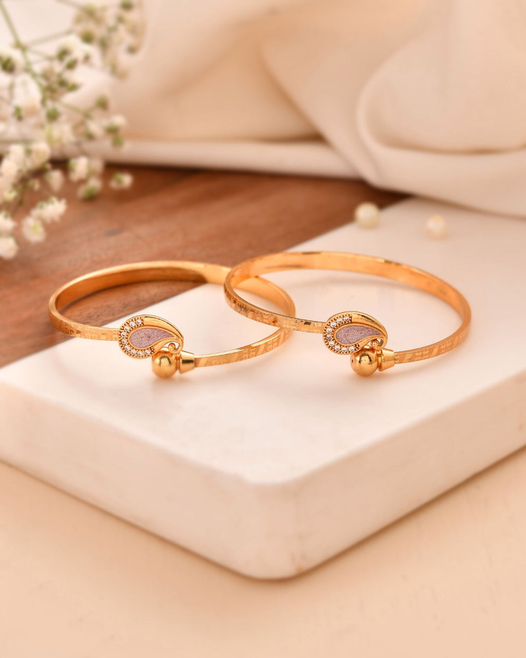 Jewels Nest Gold Plated Paisley Design Bangles Set For Women – Elegant Daily & Festive Wear | Grocsy