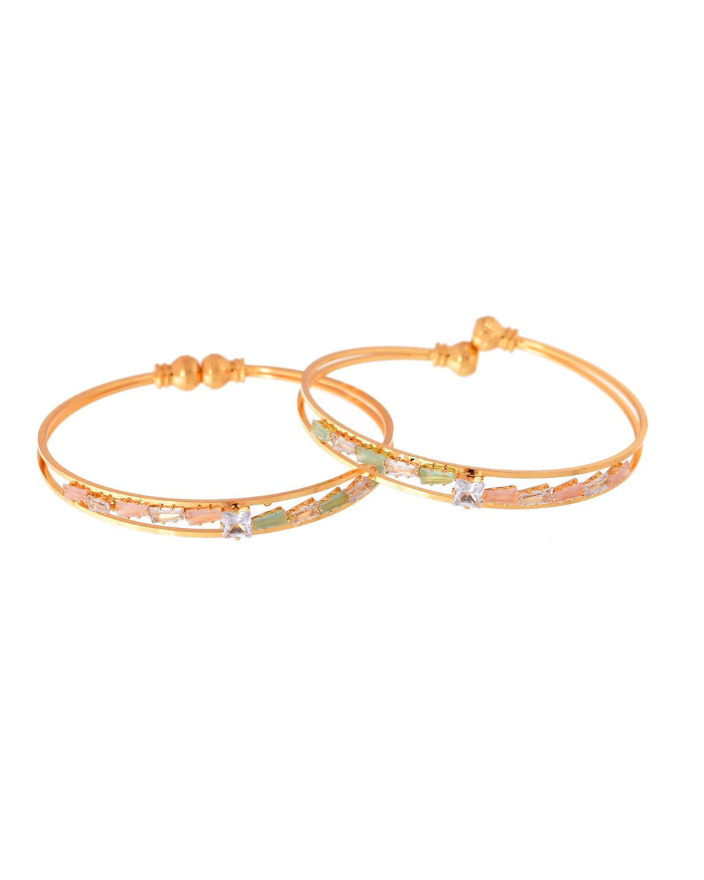 Jewels Nest Gold Plated Crystal Studded Bangles Set For Women – Elegant Festive Wear | Grocsy