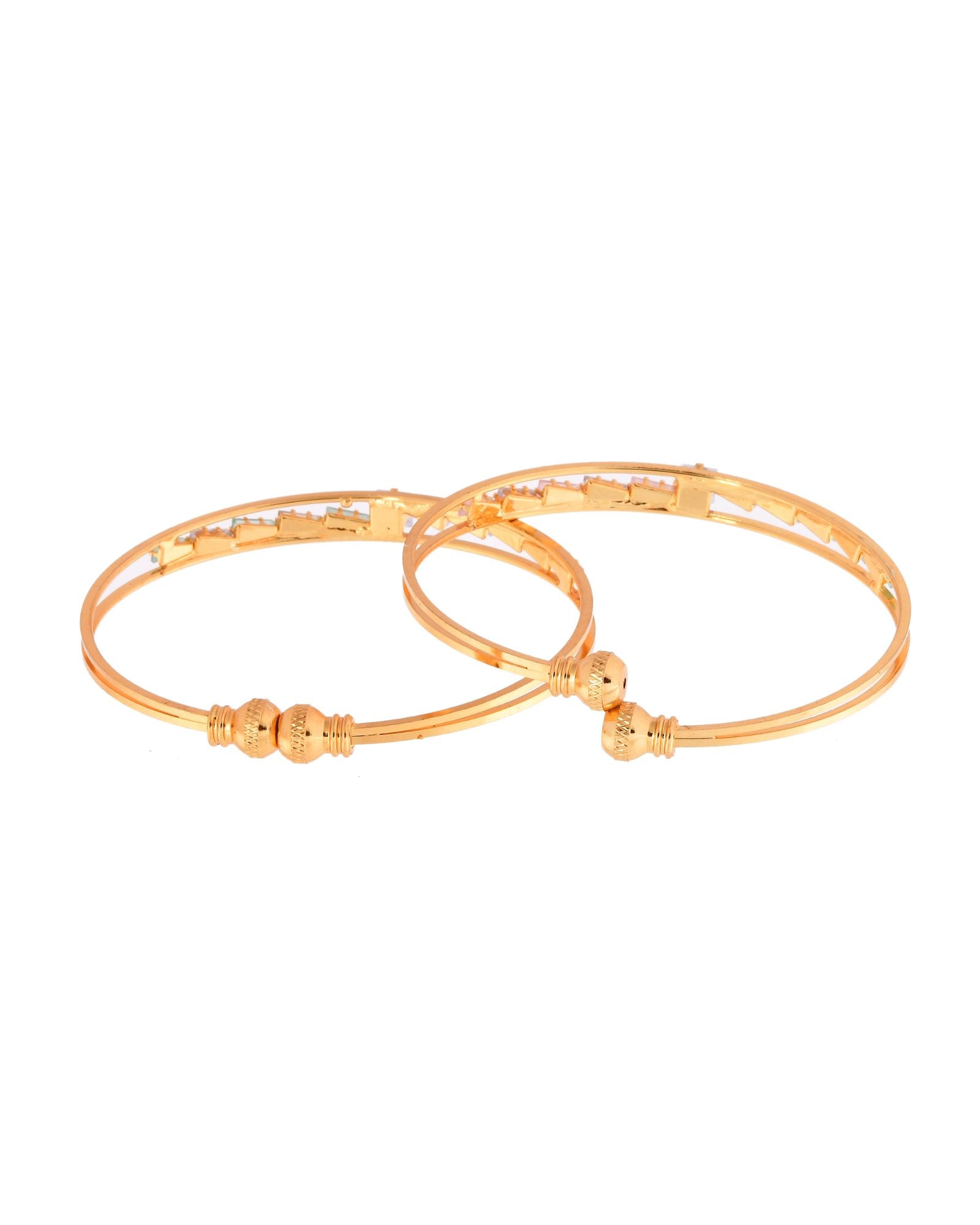 Jewels Nest Gold Plated Crystal Studded Bangles Set For Women – Elegant Festive Wear | Grocsy
