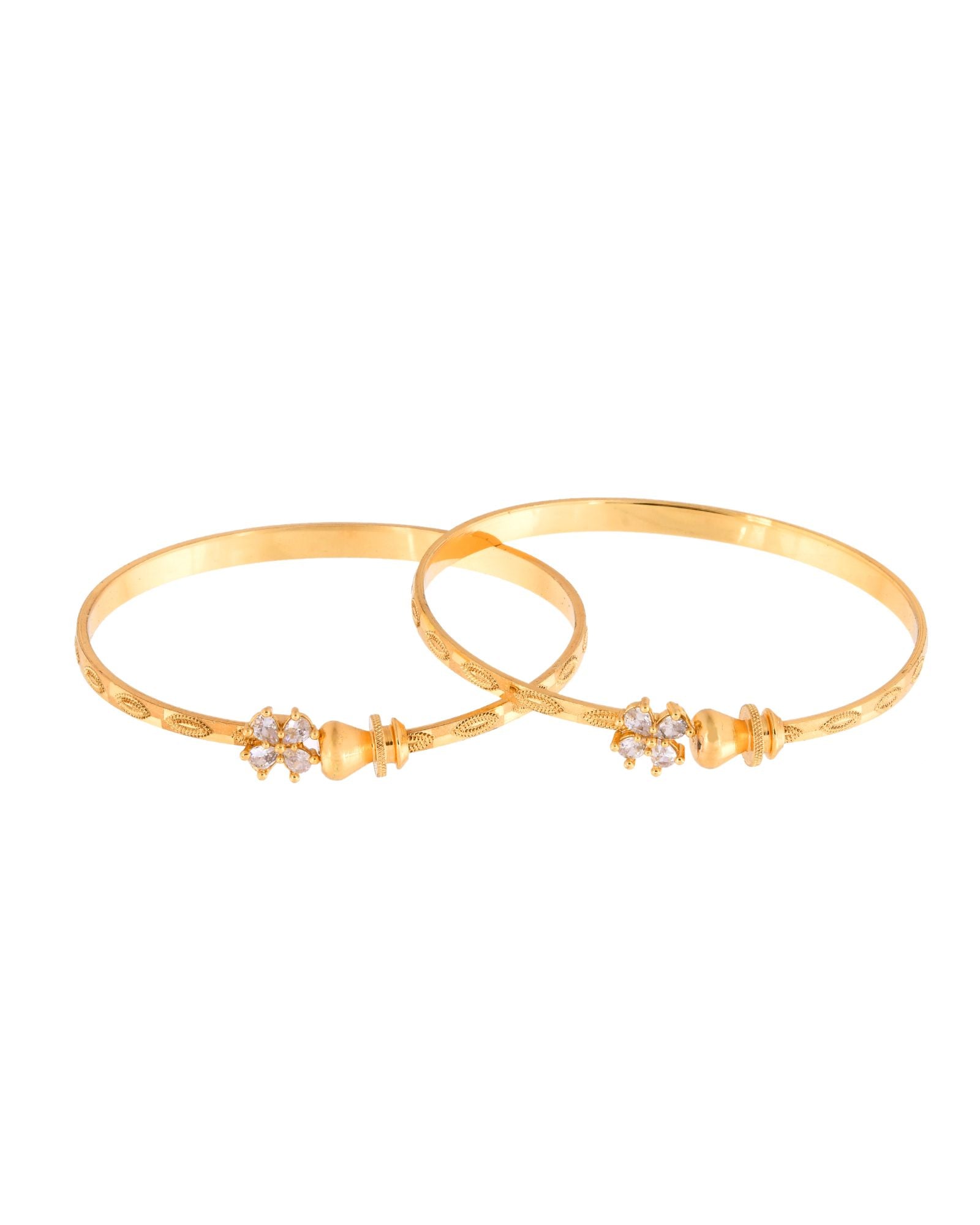 Jewels Nest Gold Plated Floral Crystal Bangles Set For Women – Elegant Party & Festive Wear | Grocsy