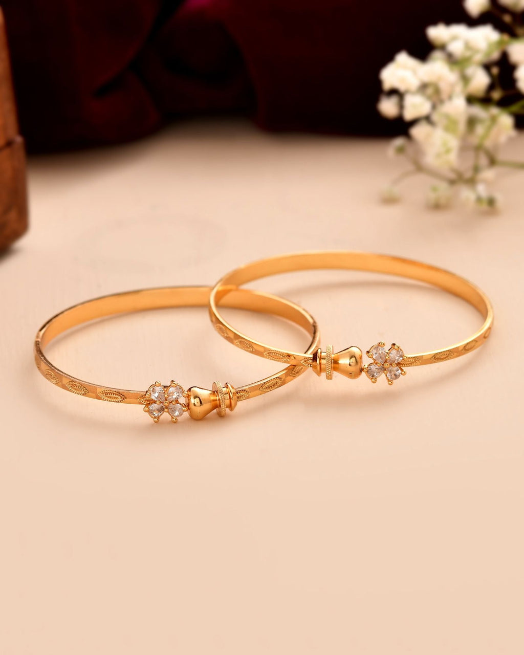 Jewels Nest Gold Plated Floral Crystal Bangles Set For Women – Elegant Party & Festive Wear | Grocsy