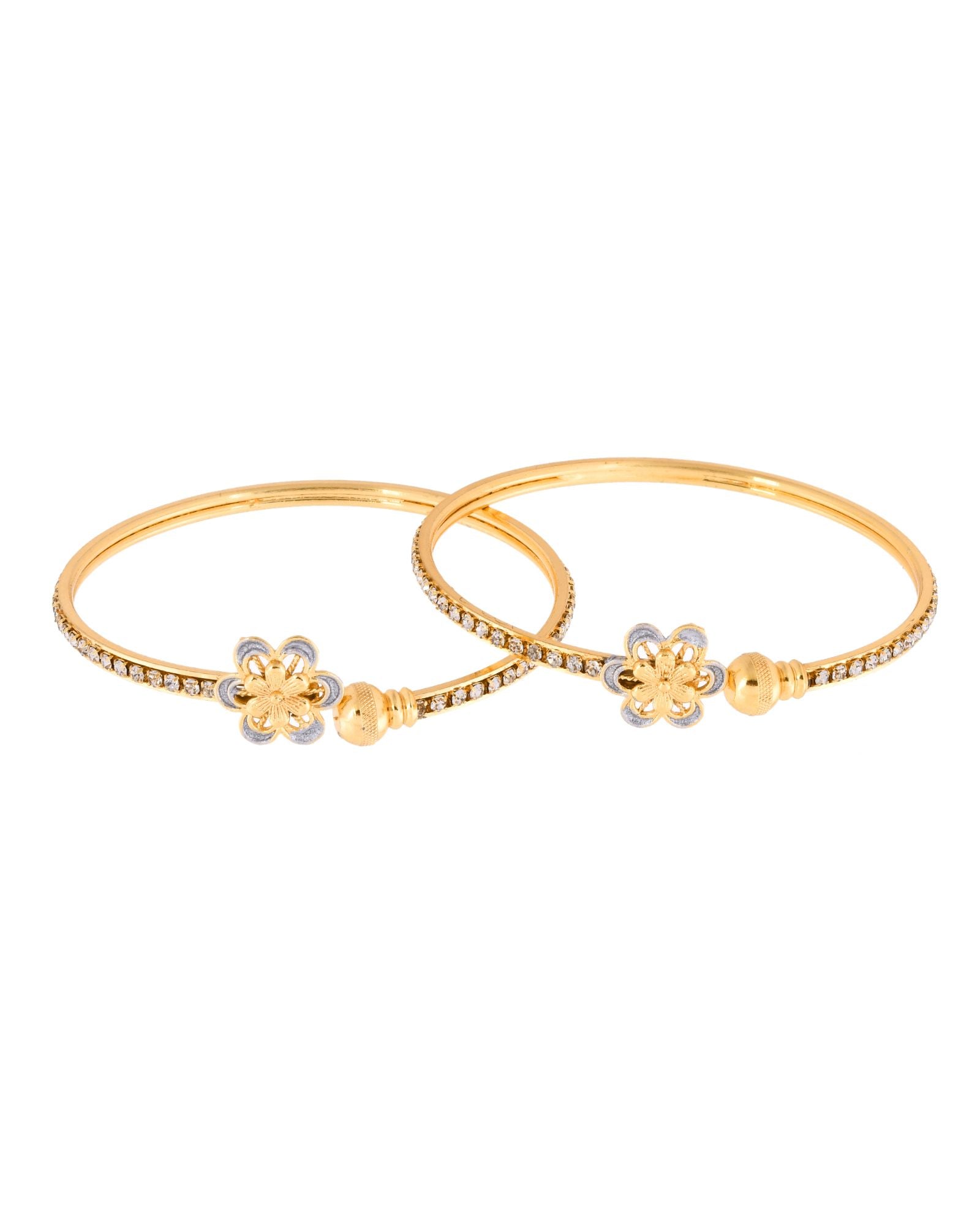 Jewels Nest Gold Plated Floral Stone Bangles Set For Women – Elegant Festive & Party Wear | Grocsy