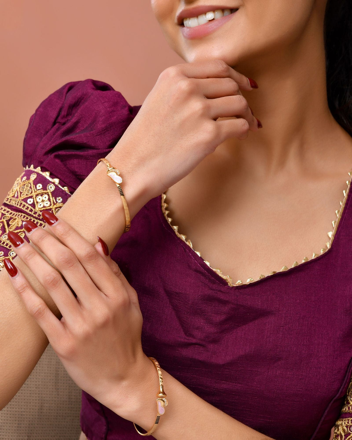 Jewels Nest Gold Plated Heart Design Bangles Set For Women – Elegant Party & Festive Wear | Grocsy