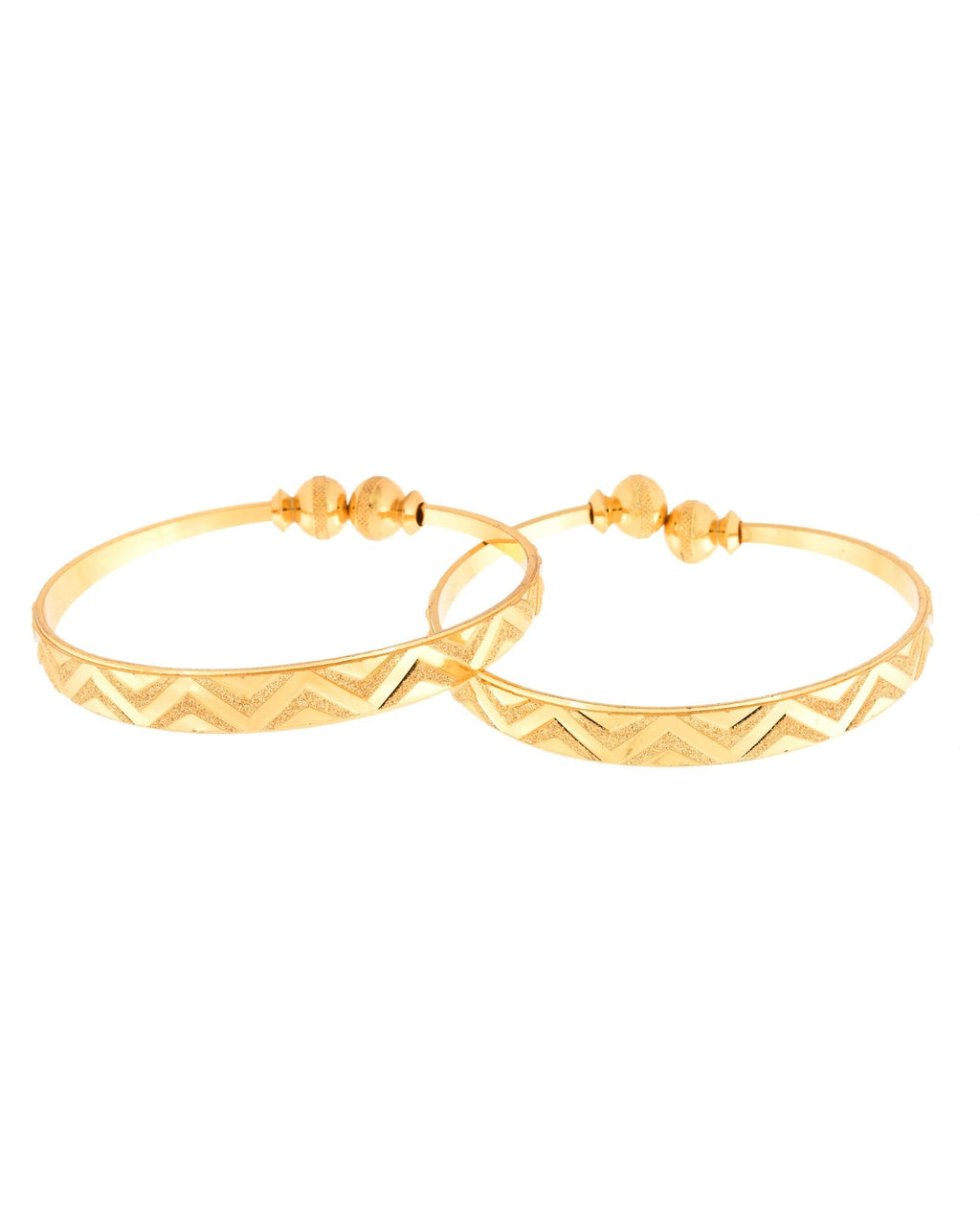 Jewels Nest Gold Plated Zig Zag Design Bangles For Women | Stylish & Lightweight Pair | Grocsy