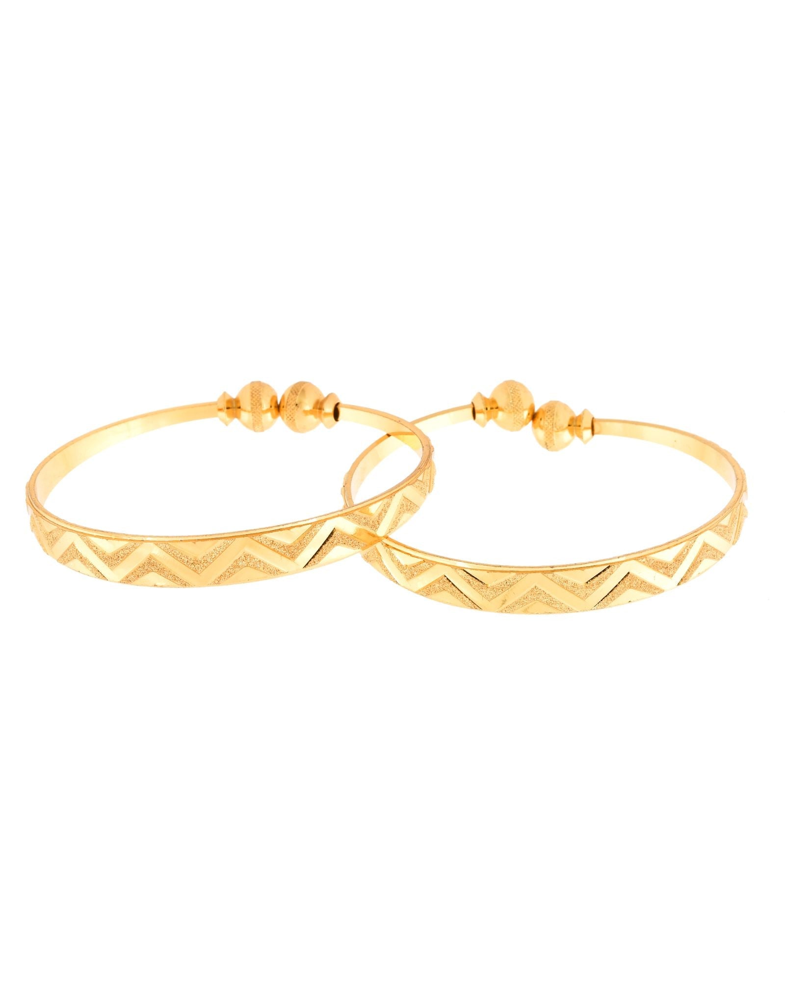 Jewels Nest Gold Plated Zig Zag Design Bangles For Women | Stylish & Lightweight Pair | Grocsy