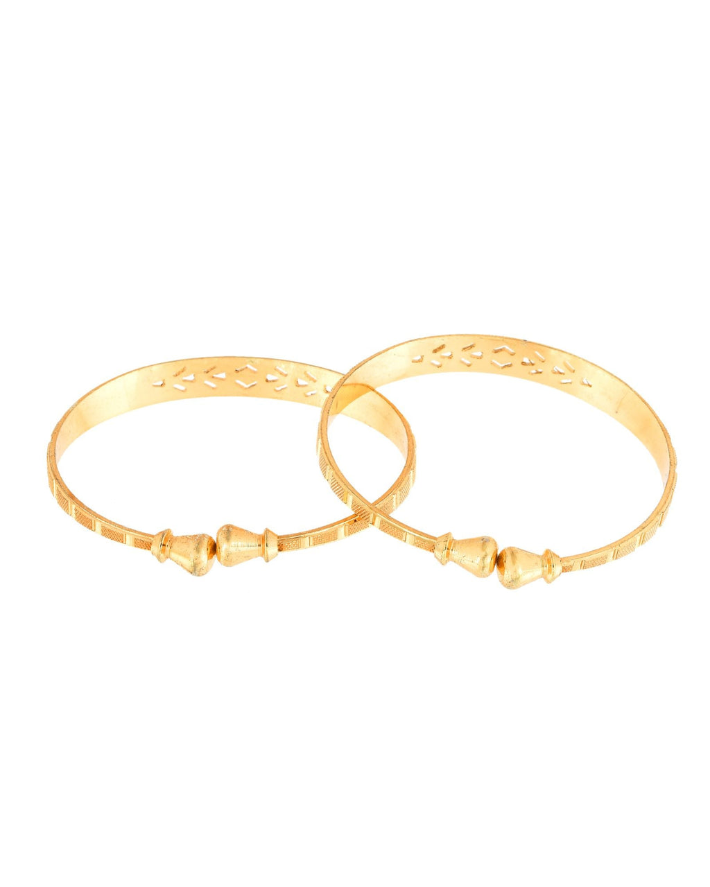 Jewels Nest Gold Plated Engraved Pattern Bangles For Women | Elegant Traditional Design Pair | Grocsy