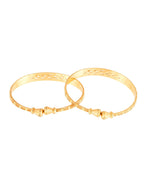 Jewels Nest Gold Plated Engraved Pattern Bangles For Women | Elegant Traditional Design Pair | Grocsy