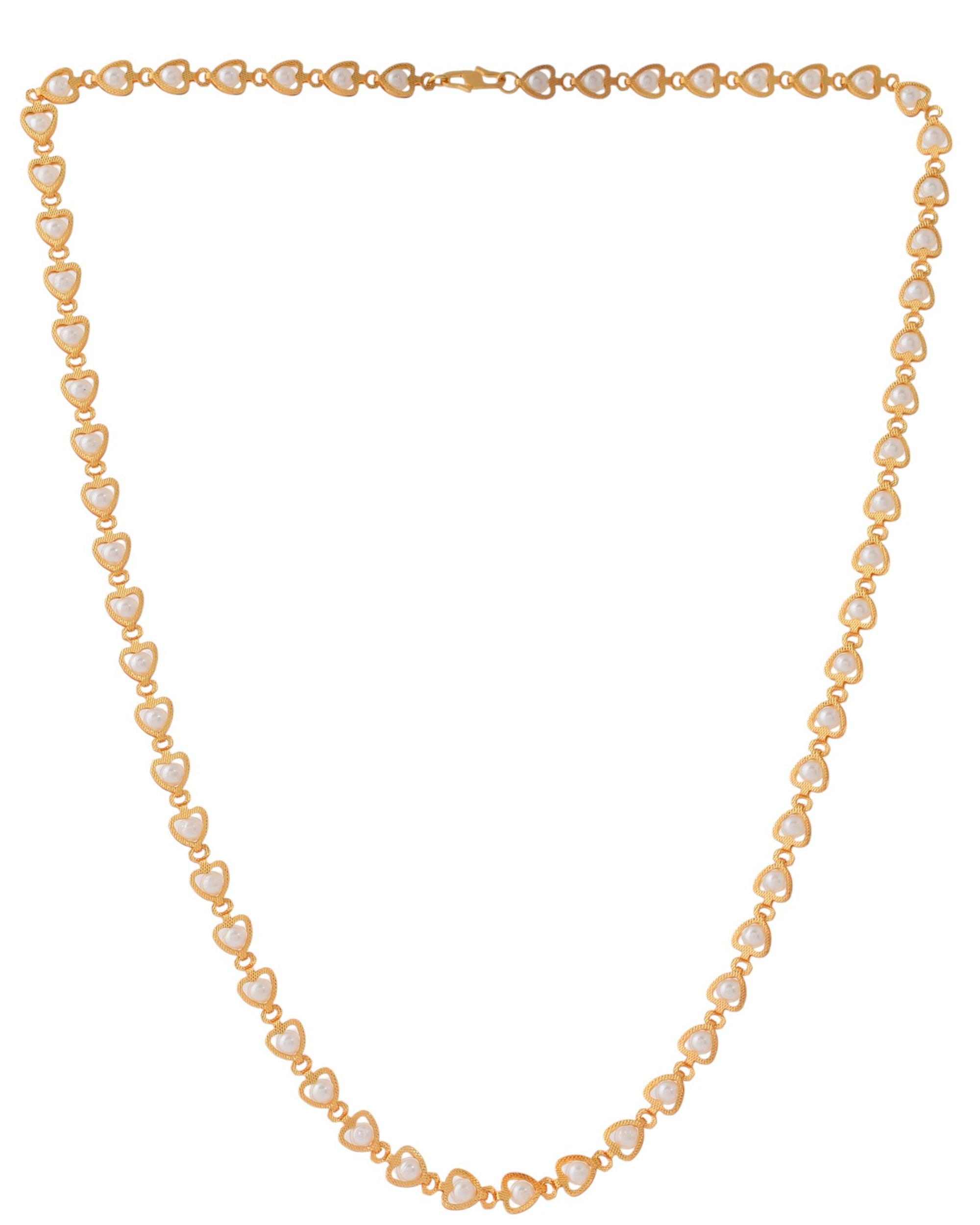 Jewels Nest Elegant Gold-Polished Pearl Chain for Women & Girls – Traditional Jewelry | Grocsy