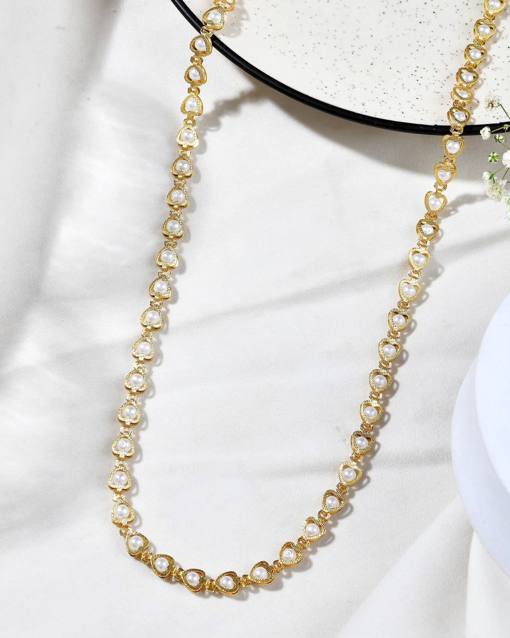 Jewels Nest Elegant Gold-Polished Pearl Chain for Women & Girls – Traditional Jewelry | Grocsy