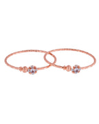Jewels Nest Rose Gold Plated Floral Stone Bangles For Women | Elegant Daily Wear Pair | Grocsy