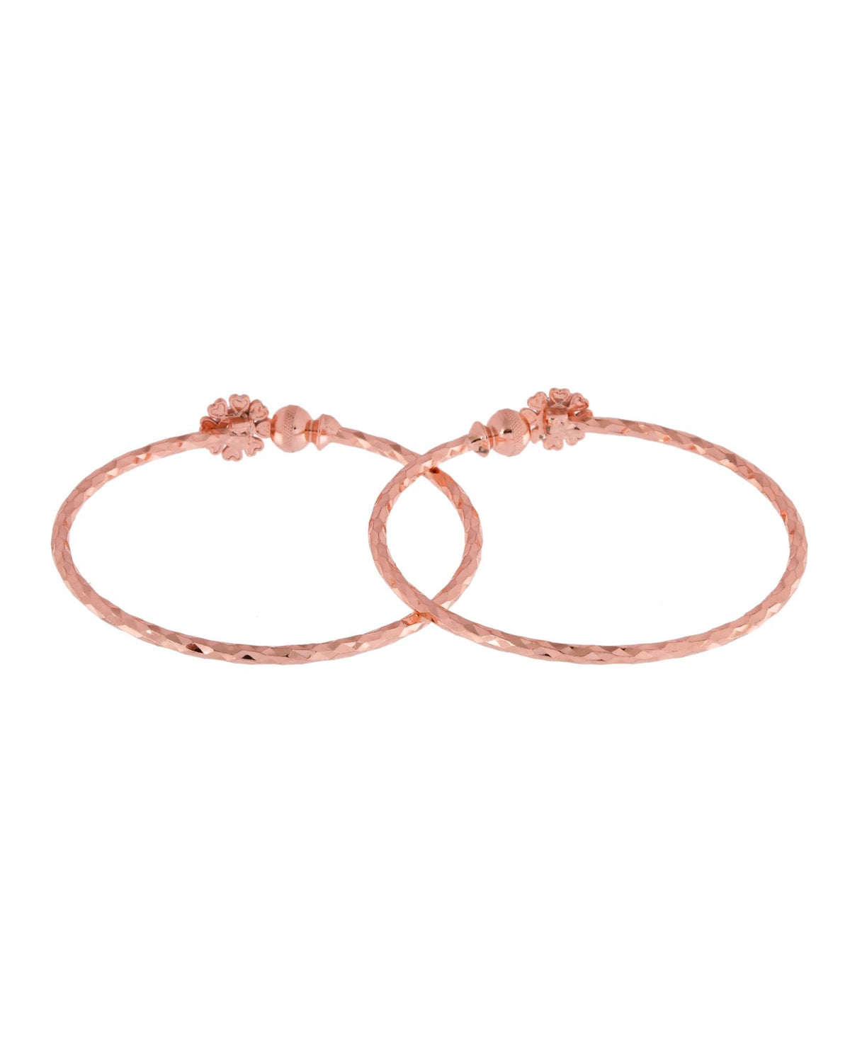 Jewels Nest Rose Gold Plated Floral Stone Bangles For Women | Elegant Daily Wear Pair | Grocsy