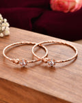 Jewels Nest Rose Gold Plated Floral Stone Bangles For Women | Elegant Daily Wear Pair | Grocsy