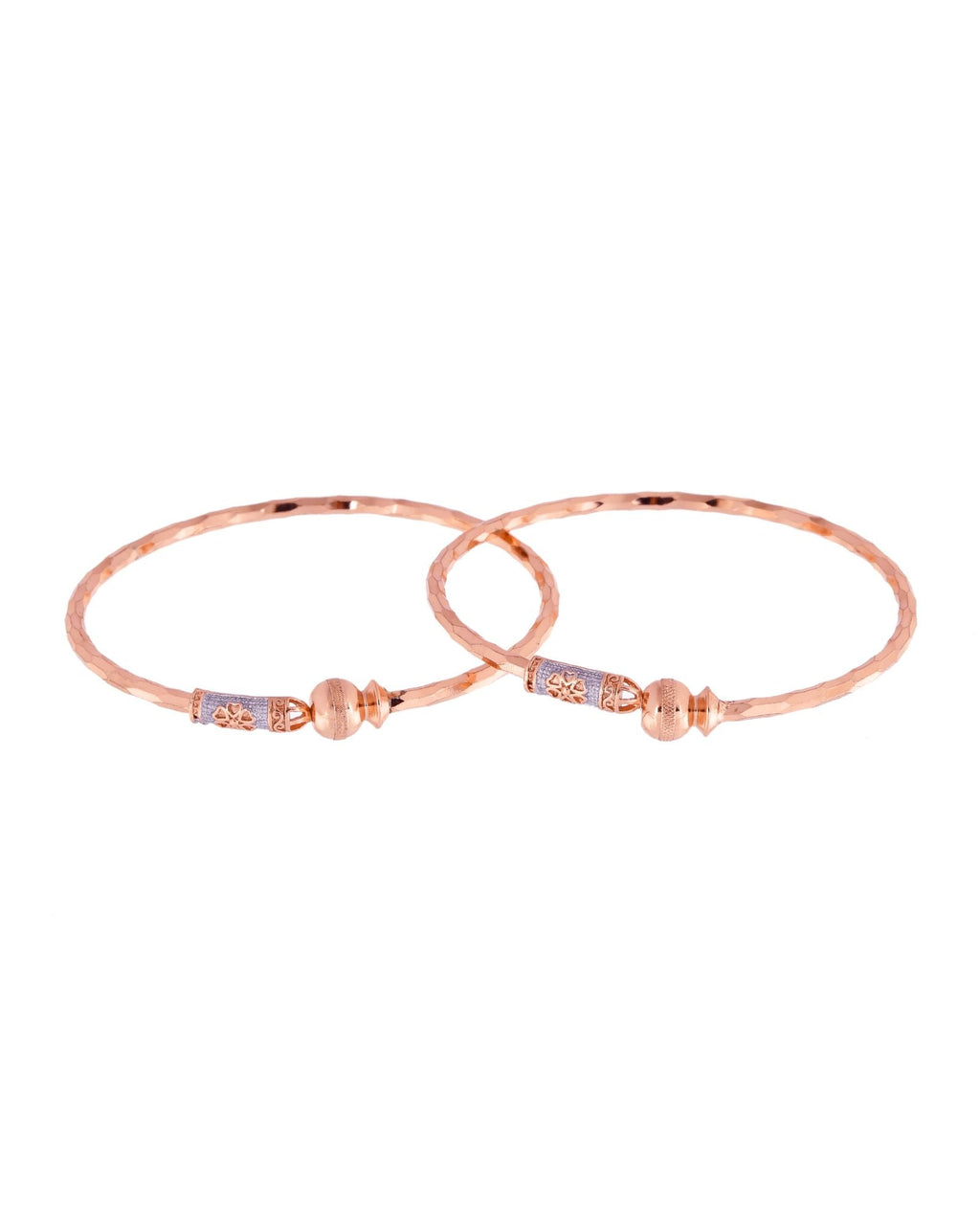 Jewels Nest Rose Gold Textured Finish Bangles For Women | Minimal Daily Wear Pair | Grocsy