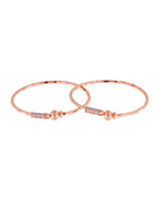 Jewels Nest Rose Gold Textured Finish Bangles For Women | Minimal Daily Wear Pair | Grocsy