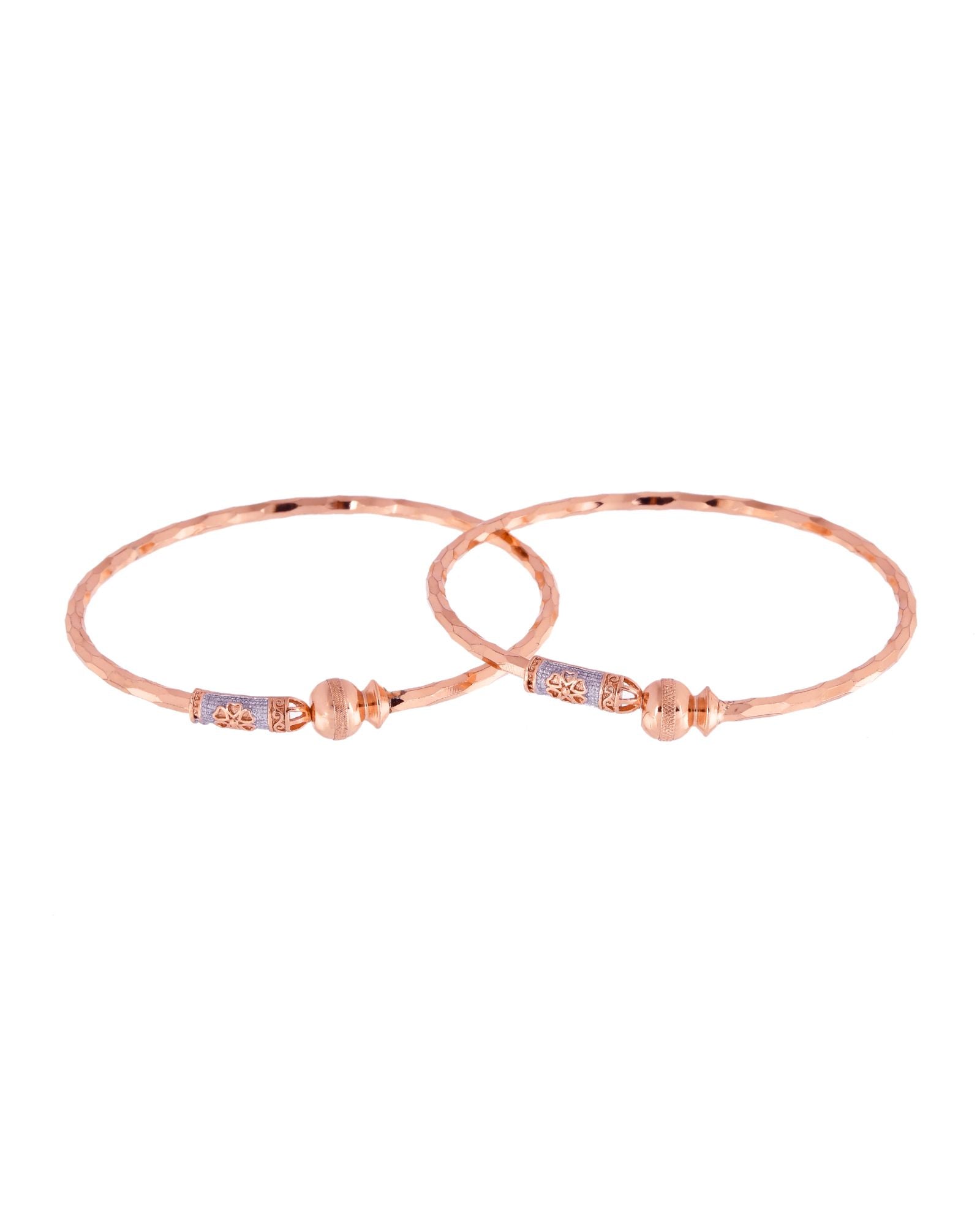 Jewels Nest Rose Gold Textured Finish Bangles For Women | Minimal Daily Wear Pair | Grocsy