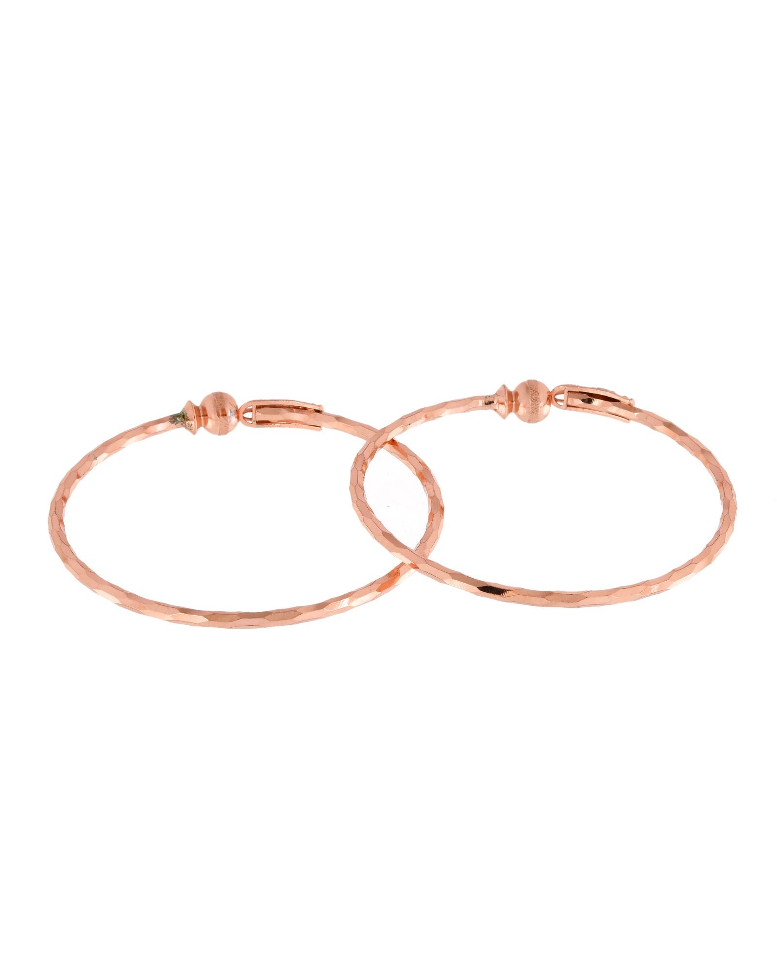 Jewels Nest Rose Gold Textured Finish Bangles For Women | Minimal Daily Wear Pair | Grocsy
