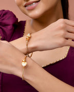 Jewels Nest Gold Finish Heart Motif Bangles For Women | Elegant Daily Wear Pair | Grocsy