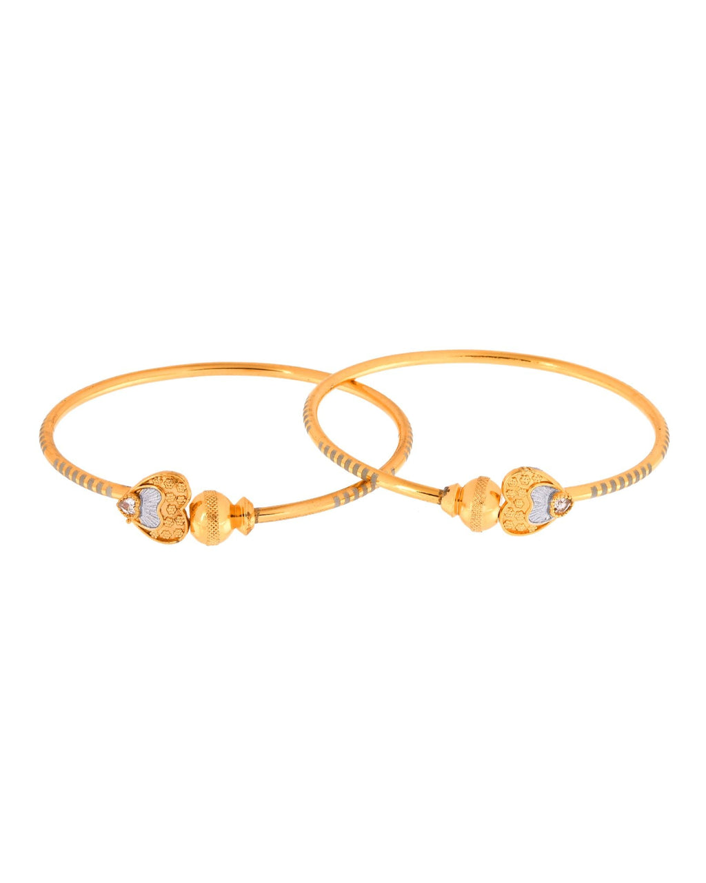 Jewels Nest Gold Finish Heart Motif Bangles For Women | Elegant Daily Wear Pair | Grocsy