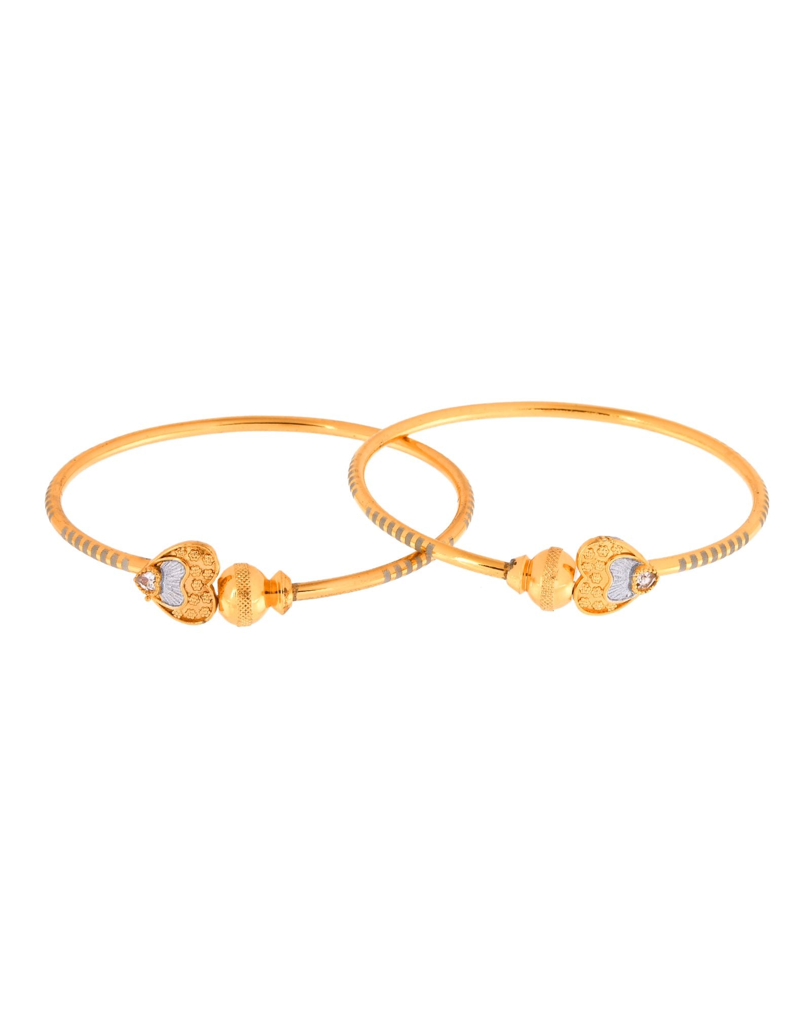 Jewels Nest Gold Finish Heart Motif Bangles For Women | Elegant Daily Wear Pair | Grocsy